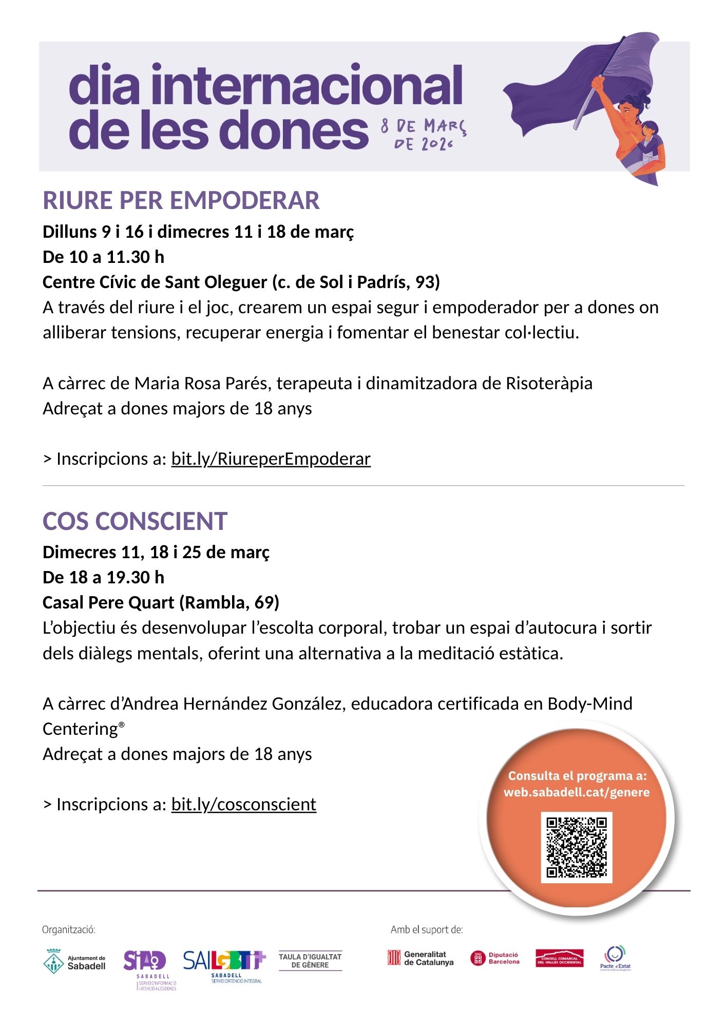 Fotografia de l'activitat 8M. RIURE PER EMPODERAR Fotografia de l'activitat 8M. RIURE PER EMPODERAR